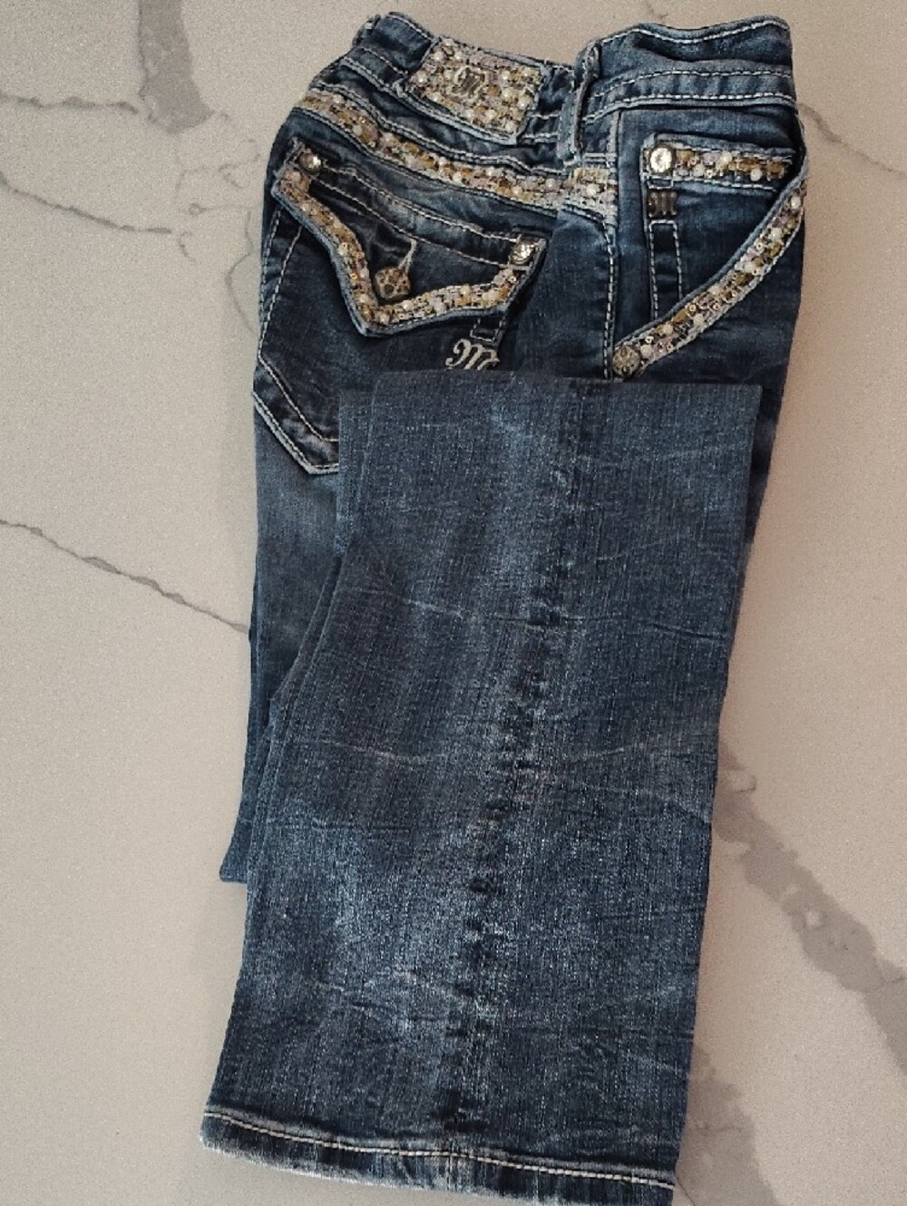 Miss Me Embellished Dark Blue Boot Cut Jeans - Picture 5 of 5